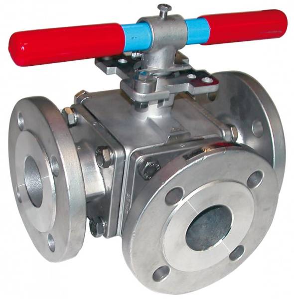 Robinet à boisseau sphérique 3 voies inox à brides