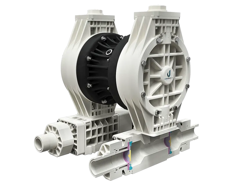 POMPE PNEUMATIQUE A MEMBRANE DEBEM PASSAGE INTEGRAL Série FULLFLOW®